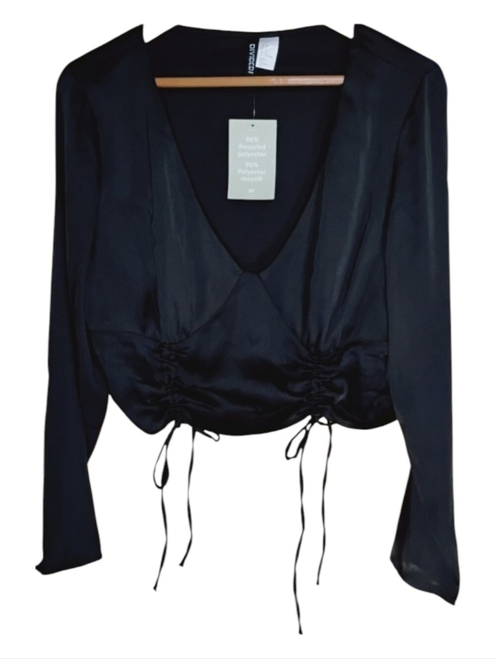 H&M Black Crop Top Size L  NWT